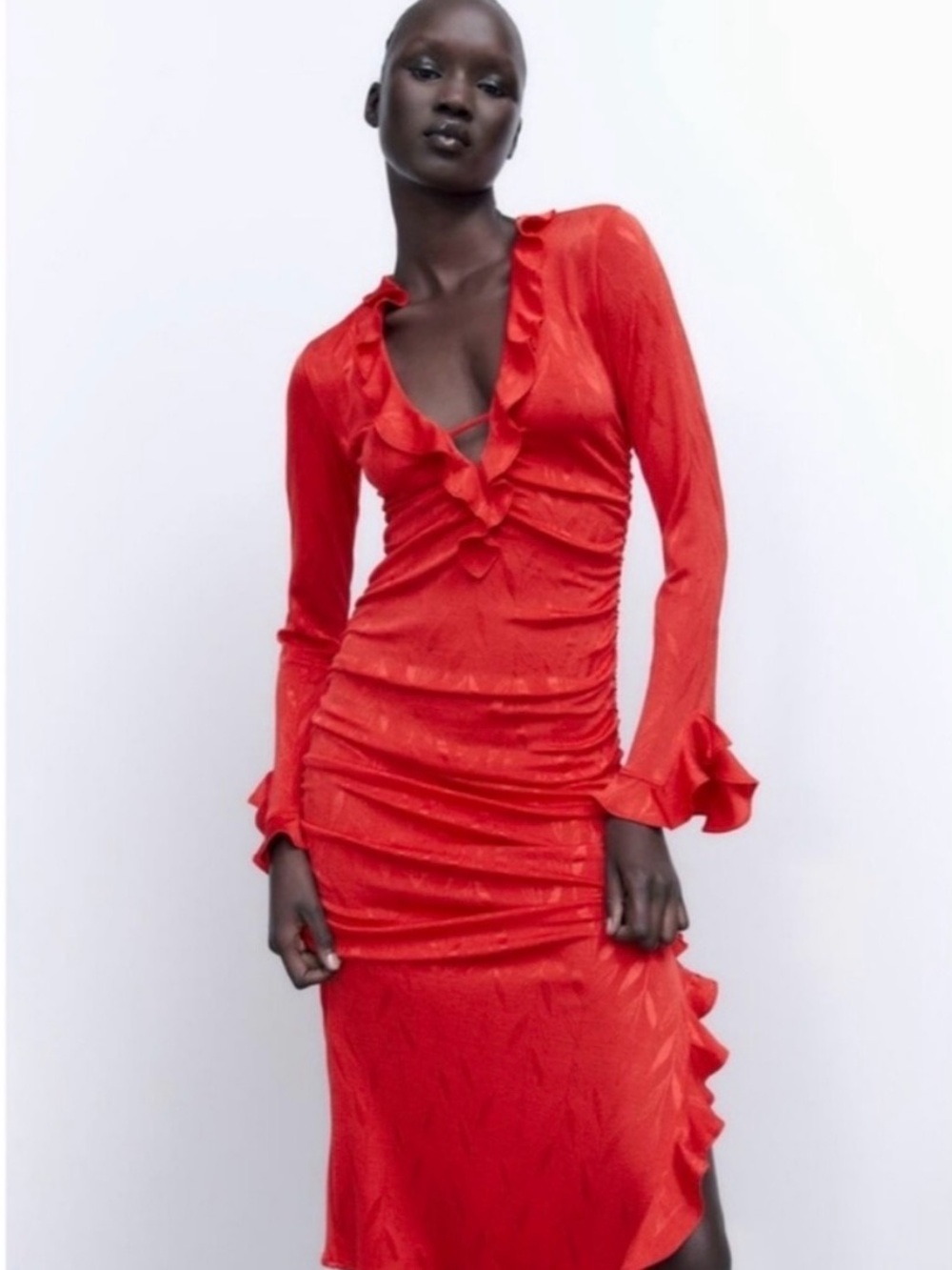 Zara red/orange ruffle dress